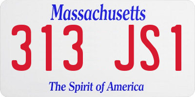 MA license plate 313JS1