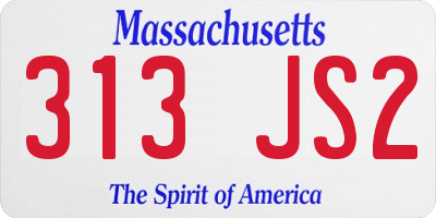 MA license plate 313JS2