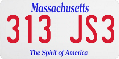 MA license plate 313JS3