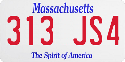 MA license plate 313JS4