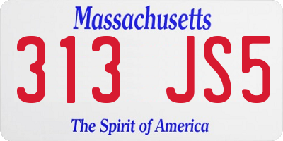 MA license plate 313JS5