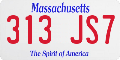 MA license plate 313JS7