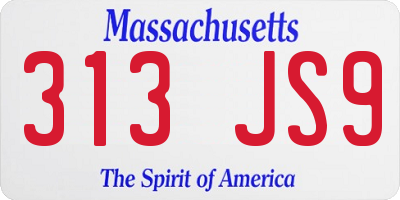 MA license plate 313JS9