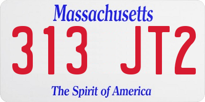 MA license plate 313JT2