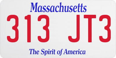 MA license plate 313JT3