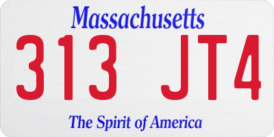 MA license plate 313JT4