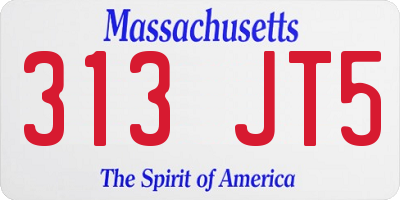 MA license plate 313JT5