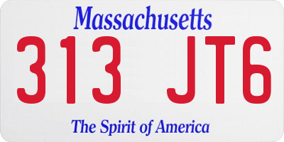 MA license plate 313JT6
