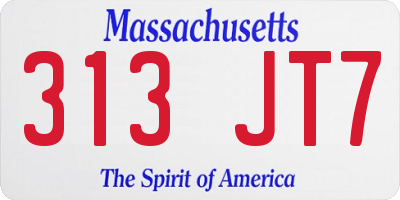 MA license plate 313JT7