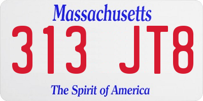 MA license plate 313JT8