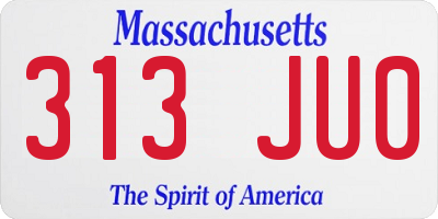MA license plate 313JU0