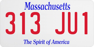 MA license plate 313JU1