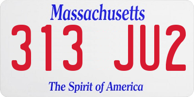 MA license plate 313JU2