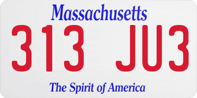 MA license plate 313JU3