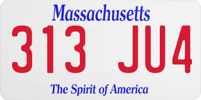 MA license plate 313JU4
