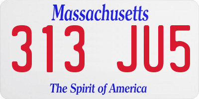 MA license plate 313JU5
