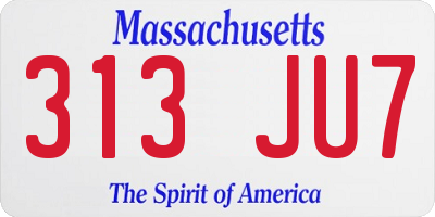 MA license plate 313JU7