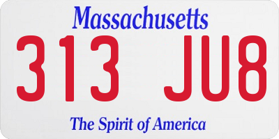 MA license plate 313JU8