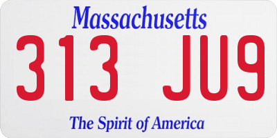 MA license plate 313JU9