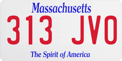 MA license plate 313JV0