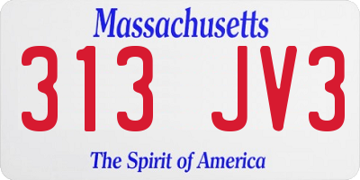 MA license plate 313JV3