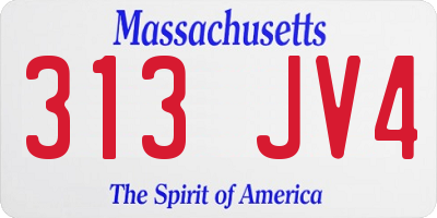 MA license plate 313JV4