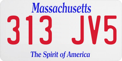 MA license plate 313JV5