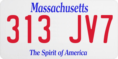 MA license plate 313JV7