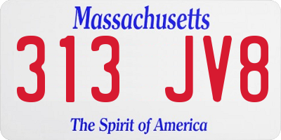 MA license plate 313JV8