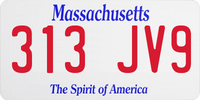 MA license plate 313JV9