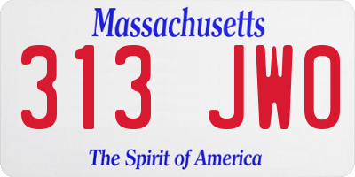 MA license plate 313JW0