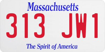 MA license plate 313JW1