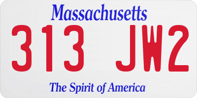 MA license plate 313JW2