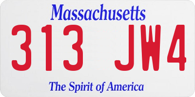 MA license plate 313JW4