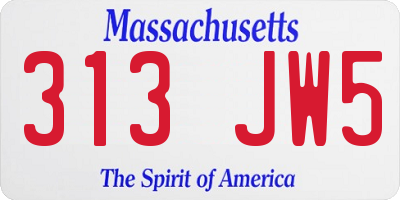 MA license plate 313JW5