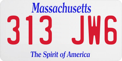 MA license plate 313JW6