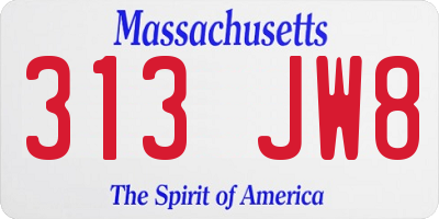 MA license plate 313JW8
