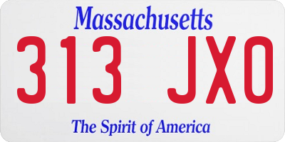 MA license plate 313JX0
