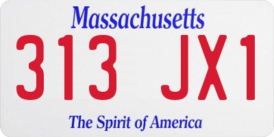 MA license plate 313JX1