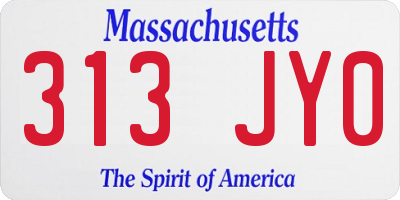 MA license plate 313JY0