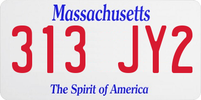 MA license plate 313JY2