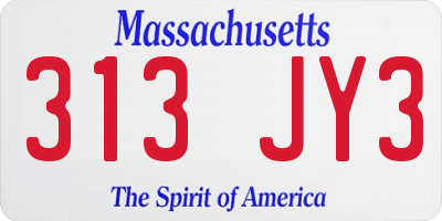 MA license plate 313JY3