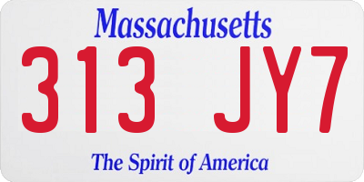 MA license plate 313JY7