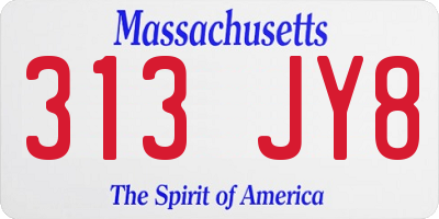 MA license plate 313JY8