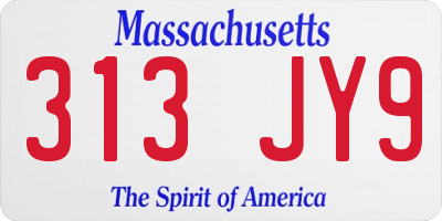 MA license plate 313JY9
