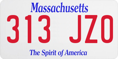 MA license plate 313JZ0