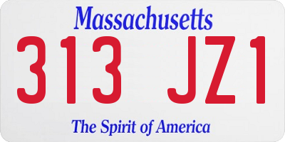 MA license plate 313JZ1