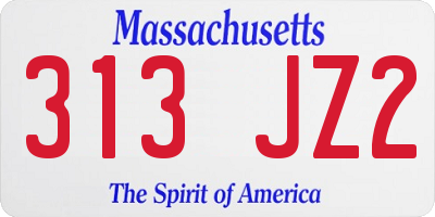 MA license plate 313JZ2