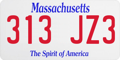MA license plate 313JZ3