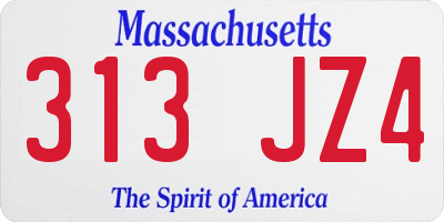 MA license plate 313JZ4